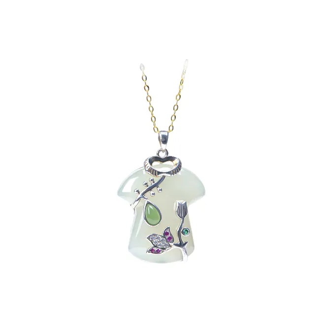 Fan Lan S925 Silver Hetian Jade Pendants Women's White Jade-0