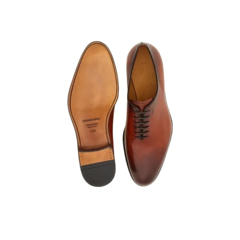 FERRAGAMO Tramezza Dress Shoes Men's Red Brown-4
