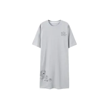 Close-fitting Areas Nightgown Women's Gray