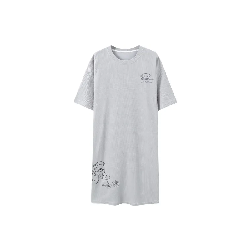 Close fitting Areas Nightgown Women's Gray-0