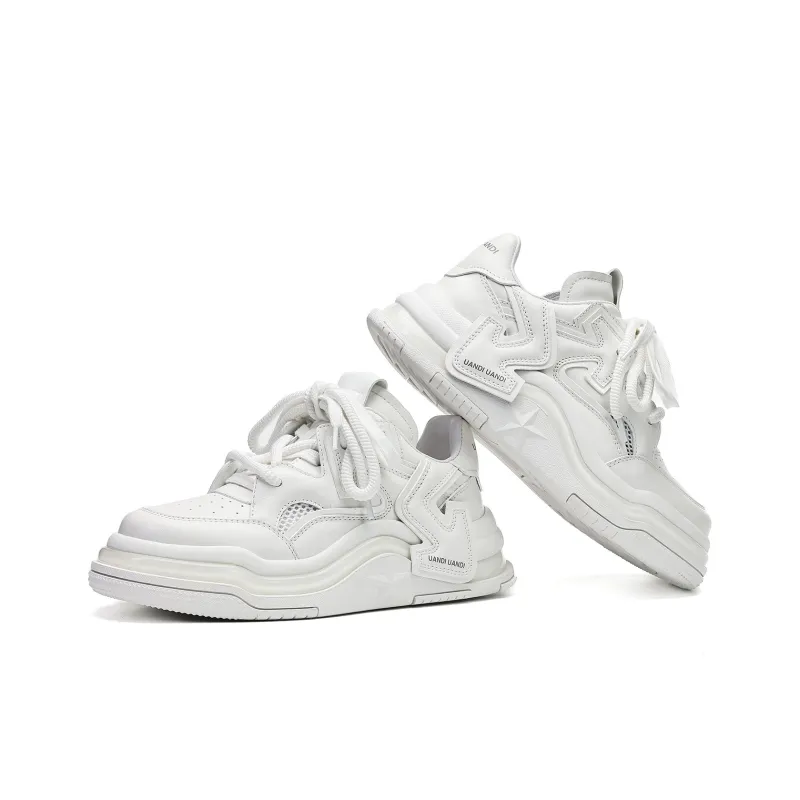UanDi Cushioned Abrasion-Resistant Slip-Resistant Low-Top Skateboard Shoes Unisex White Black-1