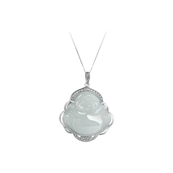 Artisan Lock Heart Jade Glutinous Jade Jadeite Necklaces Women's