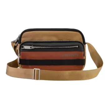 LACOSTE Canvas Canvas Bag Crossbody Bag Regular Men's Black & Corn Gray & Faint Red