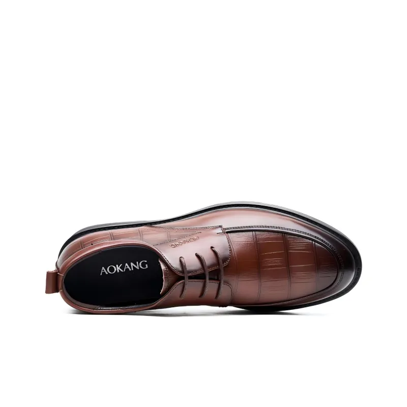 AOKANG Dress Shoes Men Low Top Black, Dark Brown-10