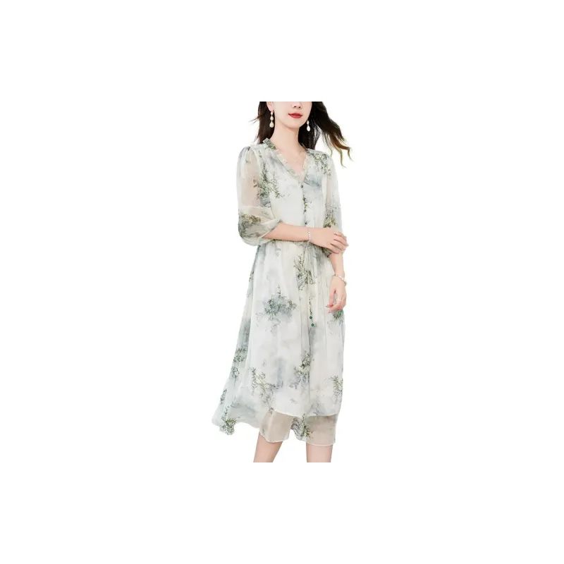 To The West Long Sleeved Dresses Women's Green-1
