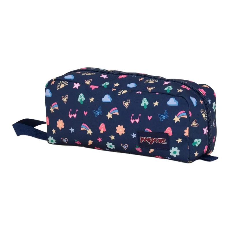 JanSport Polyester Makeup Bag Storage Bag Unisex Marine Blue With Multicolor Accents-1