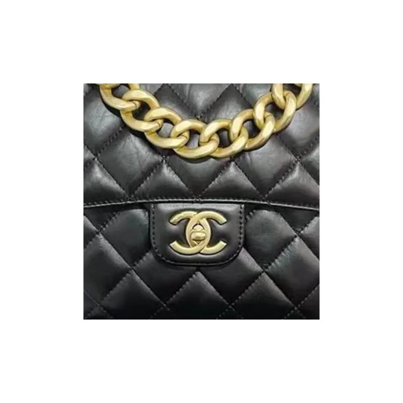 CHANEL Leather Flap Bag, Messenger Bag, Crossbody Bag, Shoulder Bag Medium Size Unisex Black-1