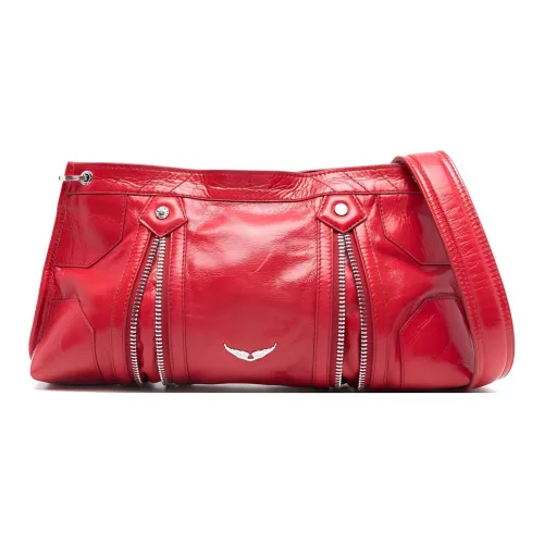 Zadig & Voltaire Patent Leather Shoulder Bag Crossbody Bag Unisex Red