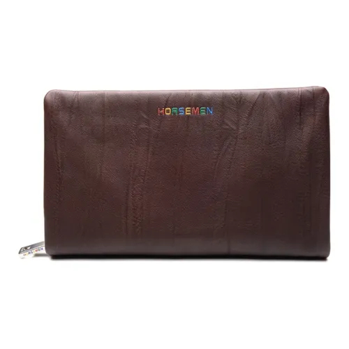HORSEMEN Top Grain Cow Leather Multiple Card Slots Clutch Large Size Men's Coffee