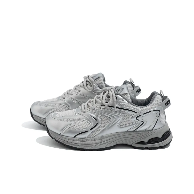HUANQIU Height Increasing Low Top Chunky Sneakers Women's Silver-1