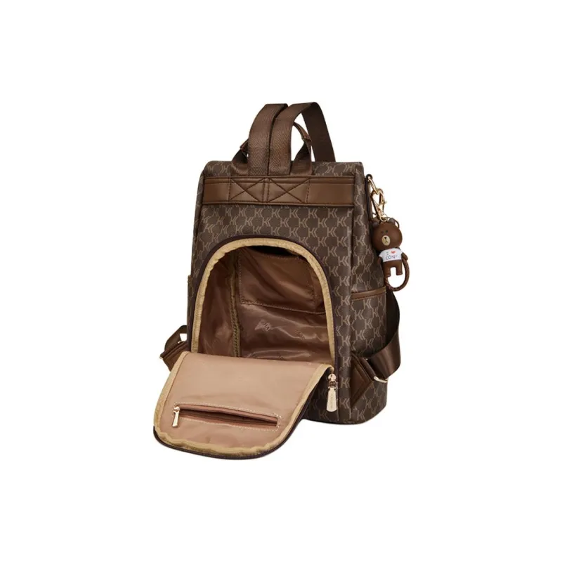 HARSON Synthetic Leather Lightweight Backpack Regular Women's Coffee-4