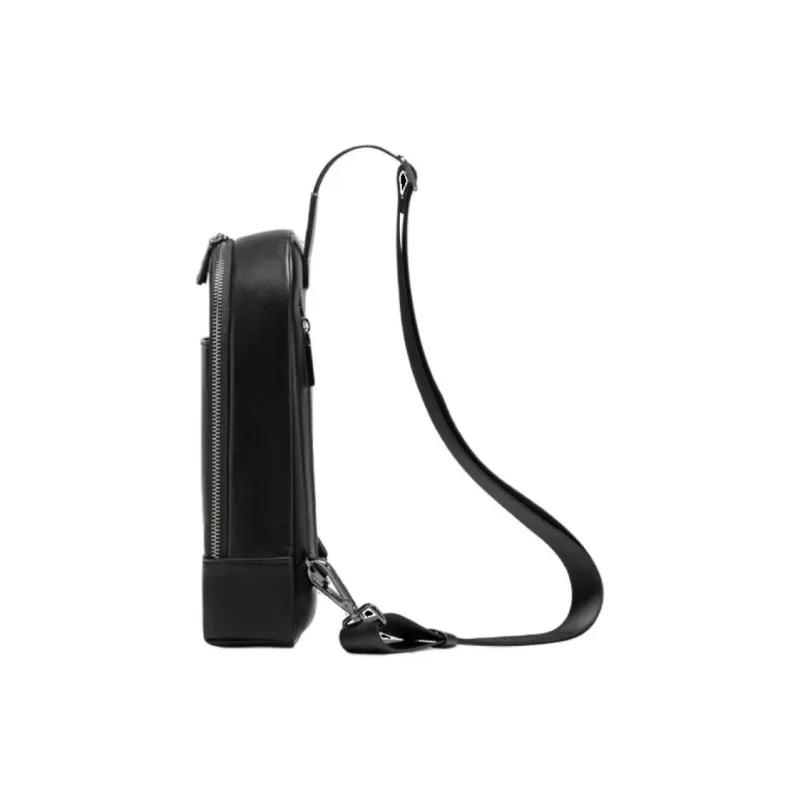 SAMSONITE Cow Leather Patchwork With Microfiber Leather Sling Bag Medium Size Men's Black-2
