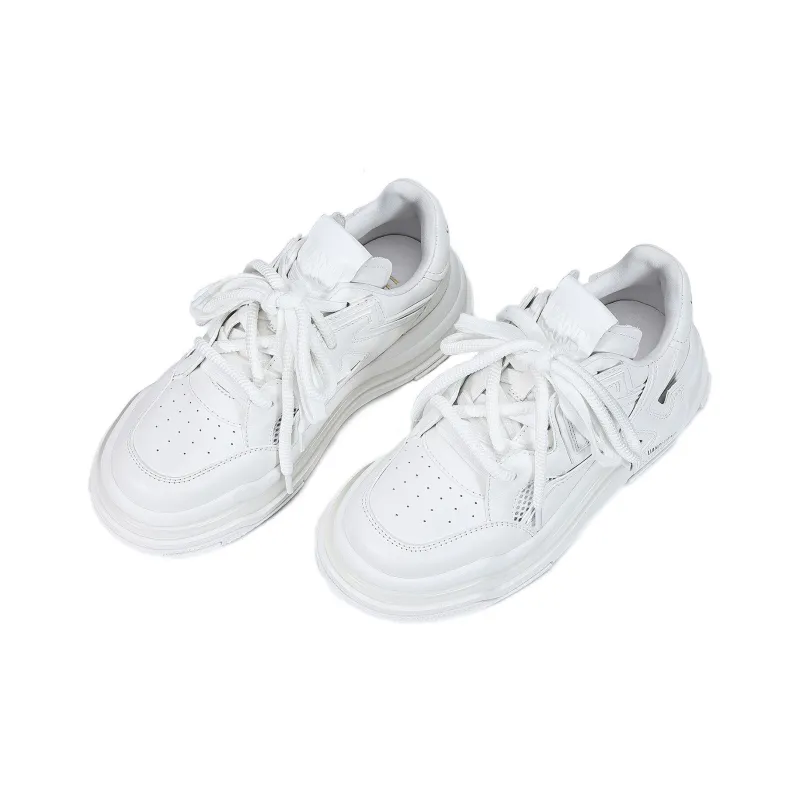 UanDi Cushioned Abrasion-Resistant Slip-Resistant Low-Top Skateboard Shoes Unisex White Black-2
