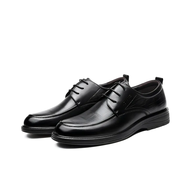 AOKANG Dress Shoes Men Low Top Black, Dark Brown-2