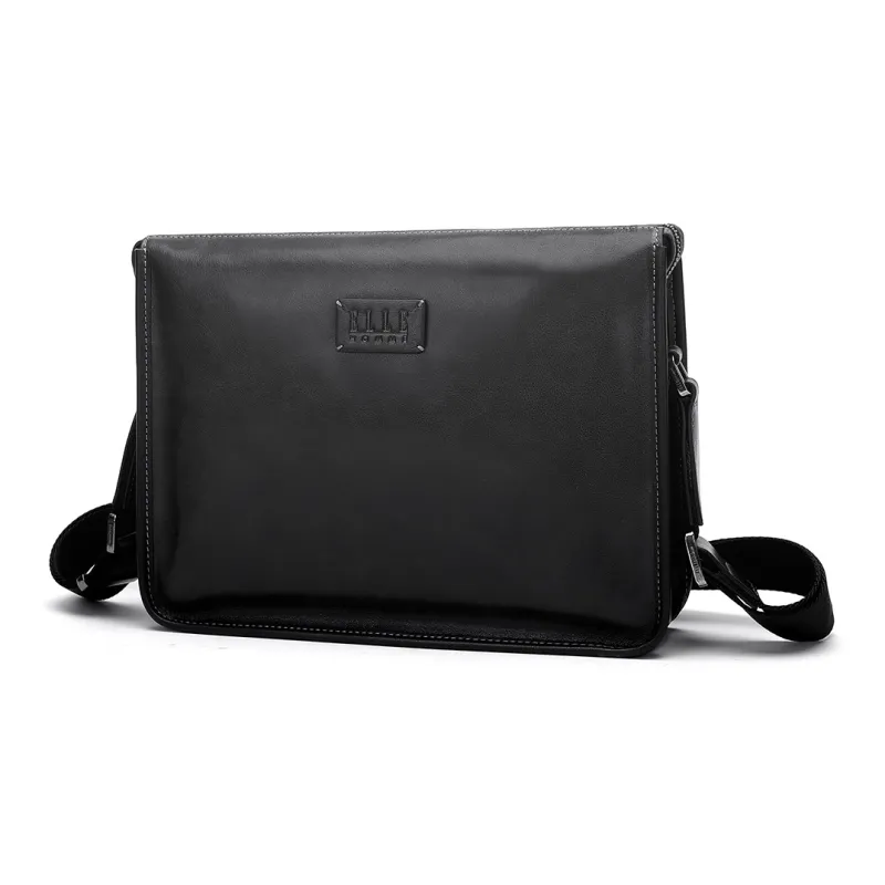 ELLE HOMME Top Grain Cow Leather Crossbody Bag Trumpets Men's Black-1