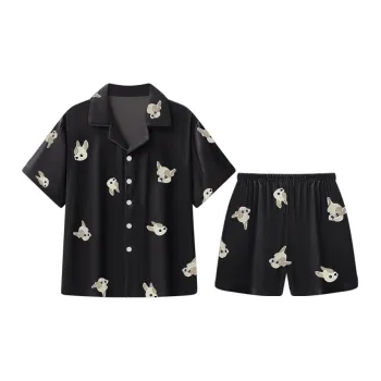 Qiao Ni Tong Pajama Set Women's Black Fist