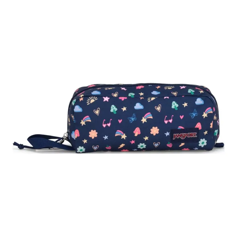 JanSport Polyester Makeup Bag Storage Bag Unisex Marine Blue With Multicolor Accents-0