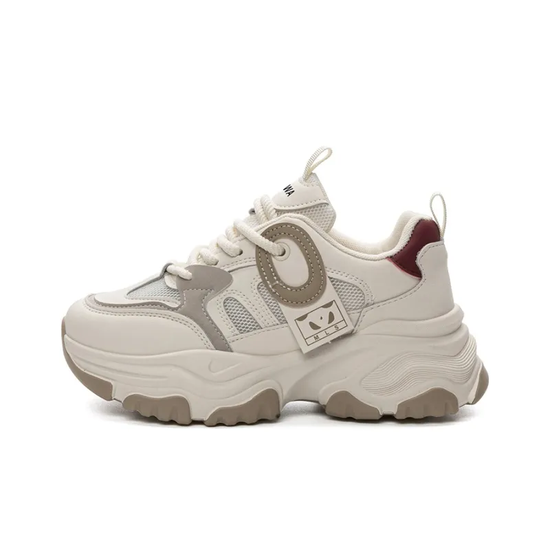 JNLVWA Slip-Resistant Breathable Lightweight Height Increasing Low-Top Chunky Sneakers Women's-26