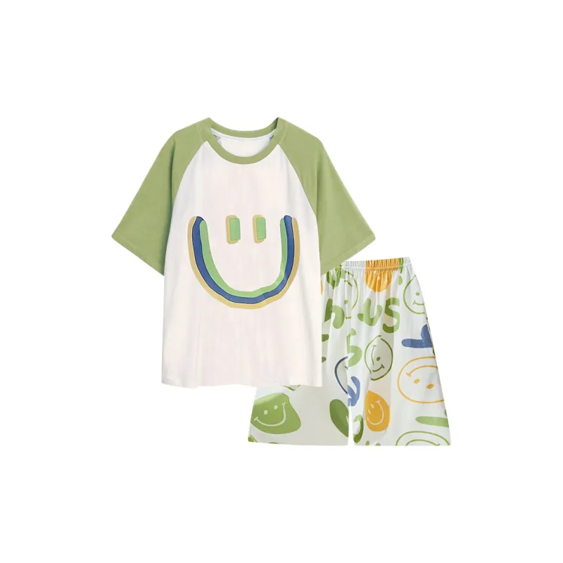 Qiao Ni Tong Pajama Set Men's Light Green-0