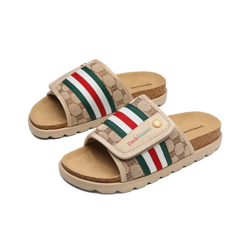 OUBT Rubber Sole Slip Resistant Odor Resistant Abrasion Resistant Slide Slippers Unisex Khaki-2
