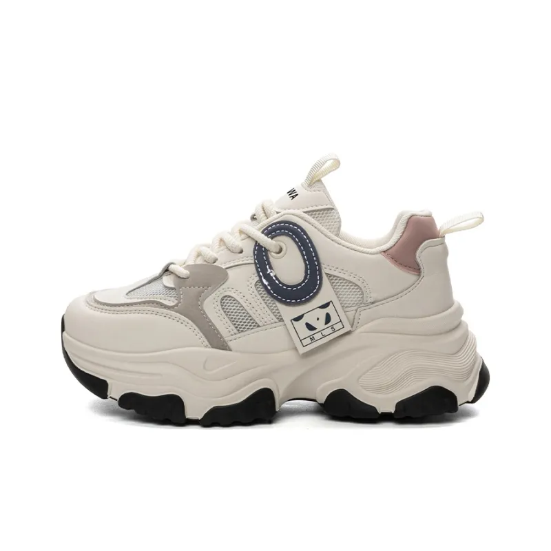 JNLVWA Slip-Resistant Breathable Lightweight Height Increasing Low-Top Chunky Sneakers Women's-1