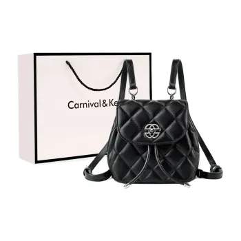 Carnival Keep Cow Leather Backpack Mini Women's Black/White