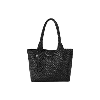 Hush Puppies Cow Leather Tote Bag Shopping Bag Handbag Shoulder Bag Large Size Women's Black/Yellow Brown