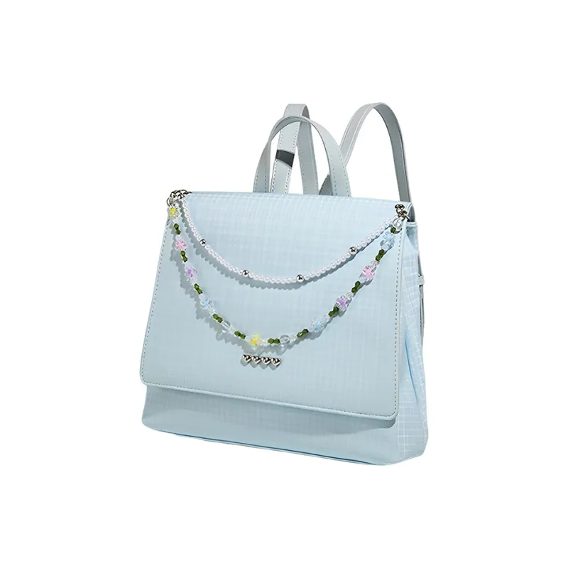 MINLUBAOLUO PU Backpack Women's Blue/Green-4