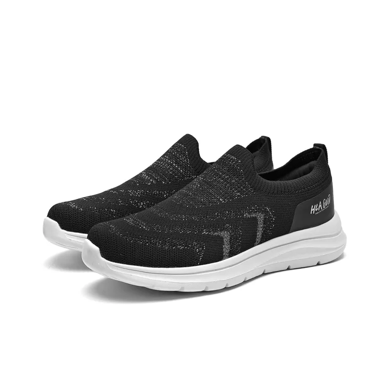 HLA Men's Breathable Comfortable Height Increasing Flyknit Lightweight Slip-on Casual Shoes-1