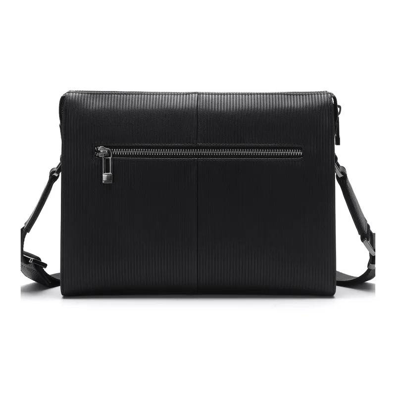 ELLE HOMME Top Grain Cow Leather Shoulder Bag Small Size Men's Black-3