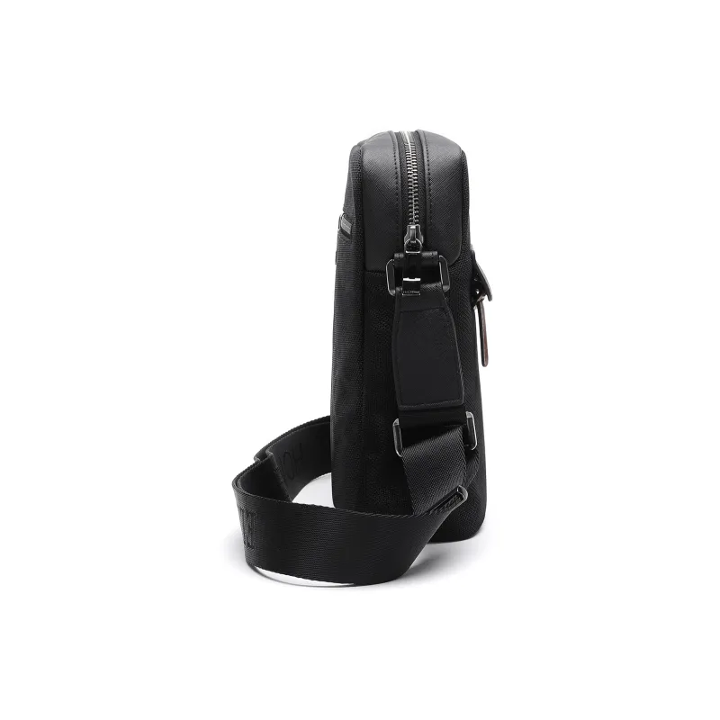 ELLE HOMME Fabric, Synthetic Leather Crossbody Bag Trumpets Men's Black-3