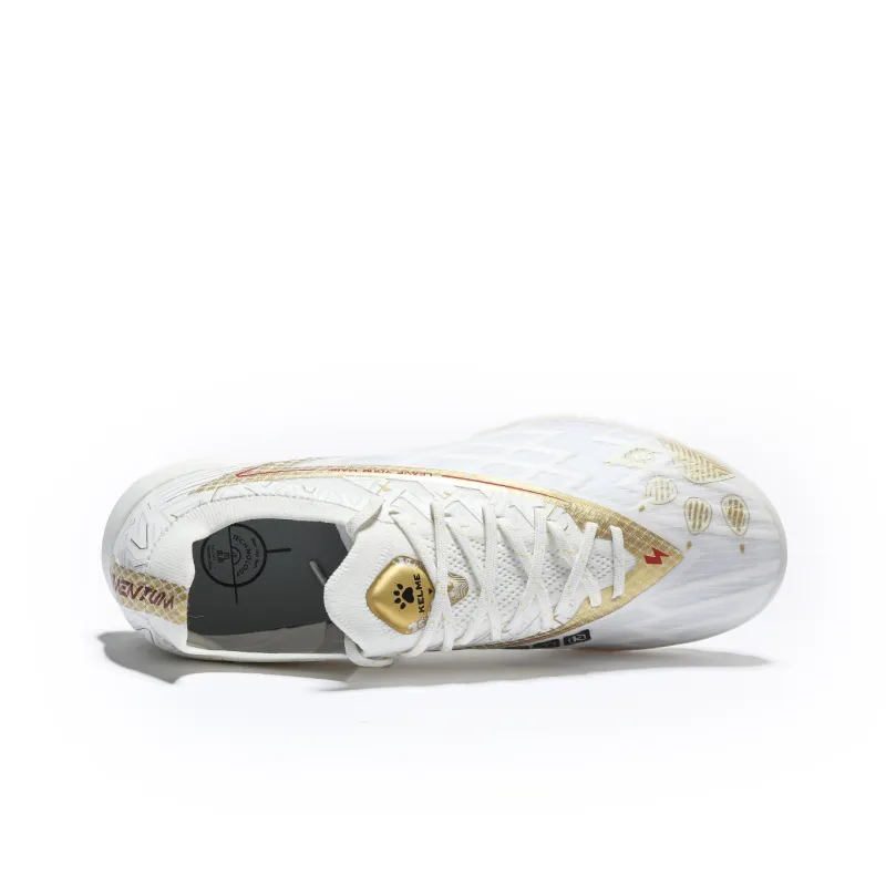 KELME Glimpse TF Rubber Broken Studs Anti Slip Wear Resistant Soccer Shoes Unisex White Gold-3