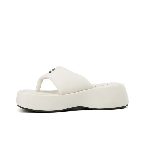JOSINY Abrasion Resistant Slip Resistant Flip Flops Women's Ecru