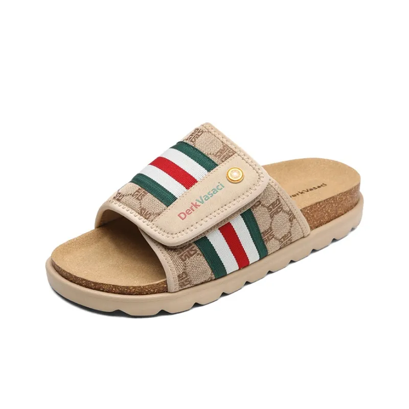 OUBT Rubber Sole Slip Resistant Odor Resistant Abrasion Resistant Slide Slippers Unisex Khaki-1