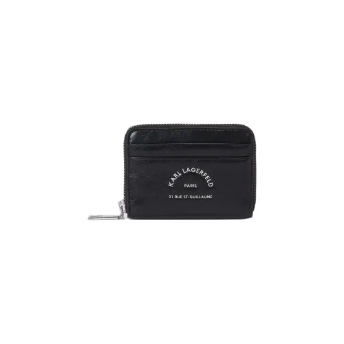 KARL LAGERFELD Cow Leather Wallet Womens White Rue St-Guillaume Zip-around Wallet