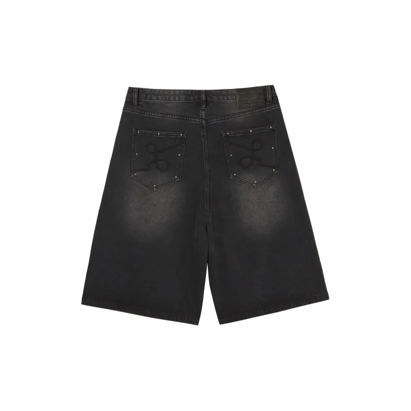 LOOKUN Denim Shorts Unisex Black-1