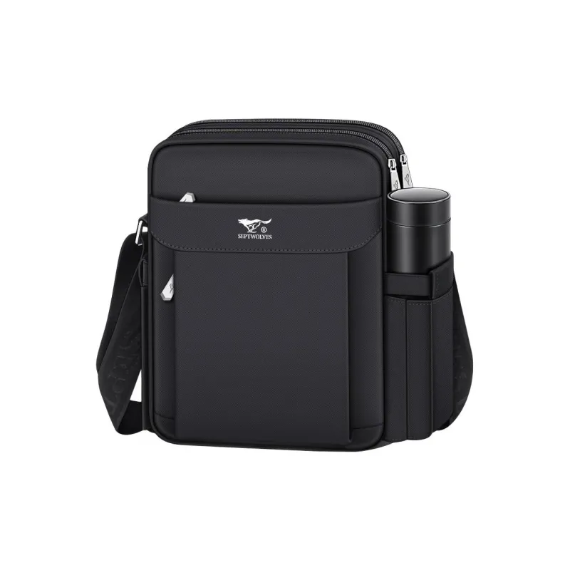 SEPTWOLVES Oxford Shoulder Bag Crossbody Bag Men's Black-10