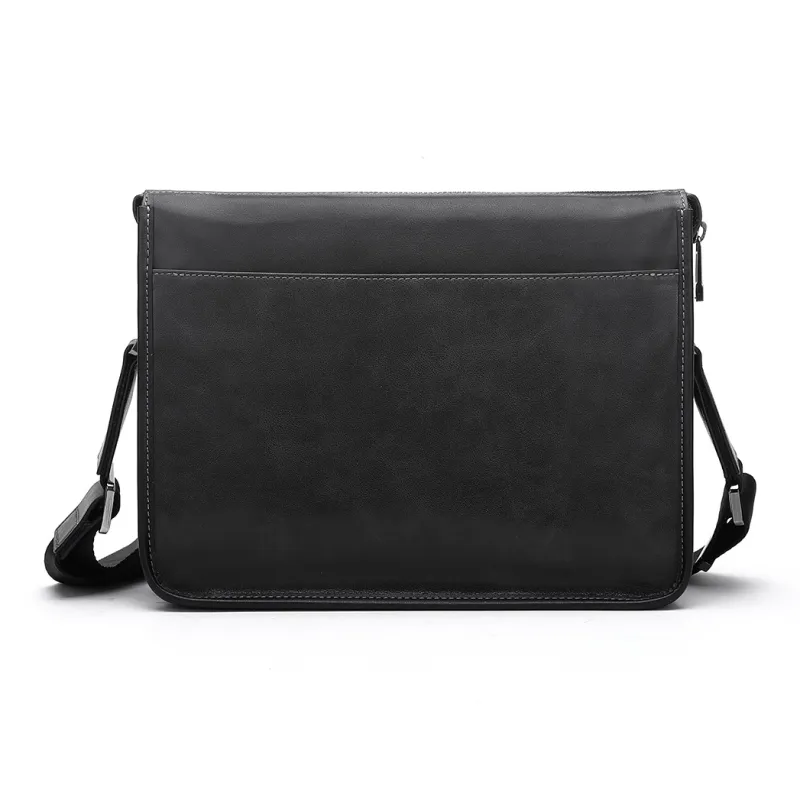 ELLE HOMME Top Grain Cow Leather Crossbody Bag Trumpets Men's Black-3
