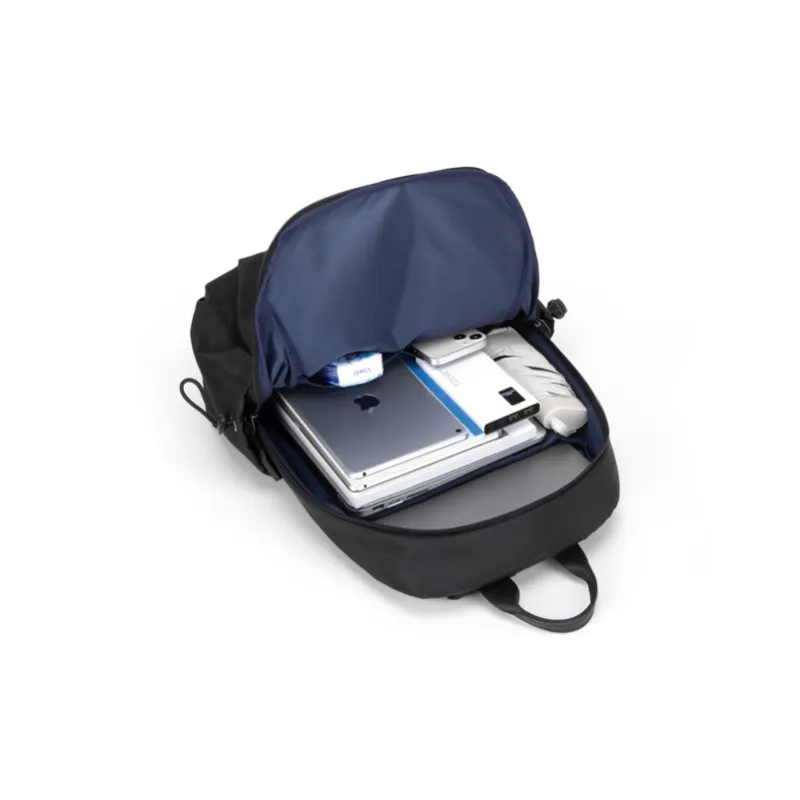 CinvaiKrose Fabric With Synthetic Leather Backpack Large Size Men's Midnight Black-3