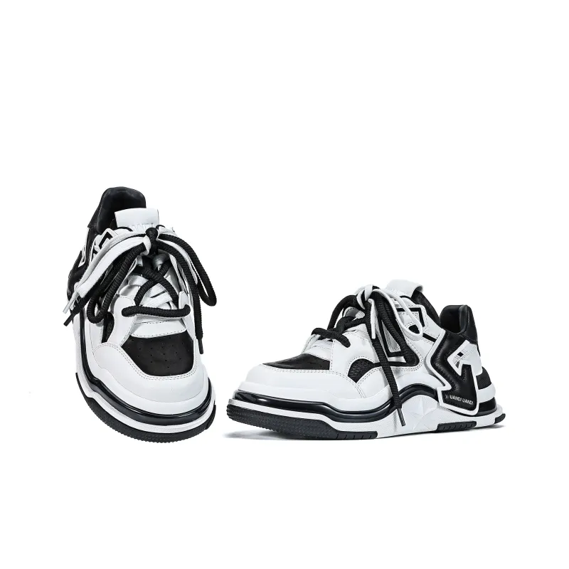 UanDi Cushioned Abrasion-Resistant Slip-Resistant Low-Top Skateboard Shoes Unisex White Black-6