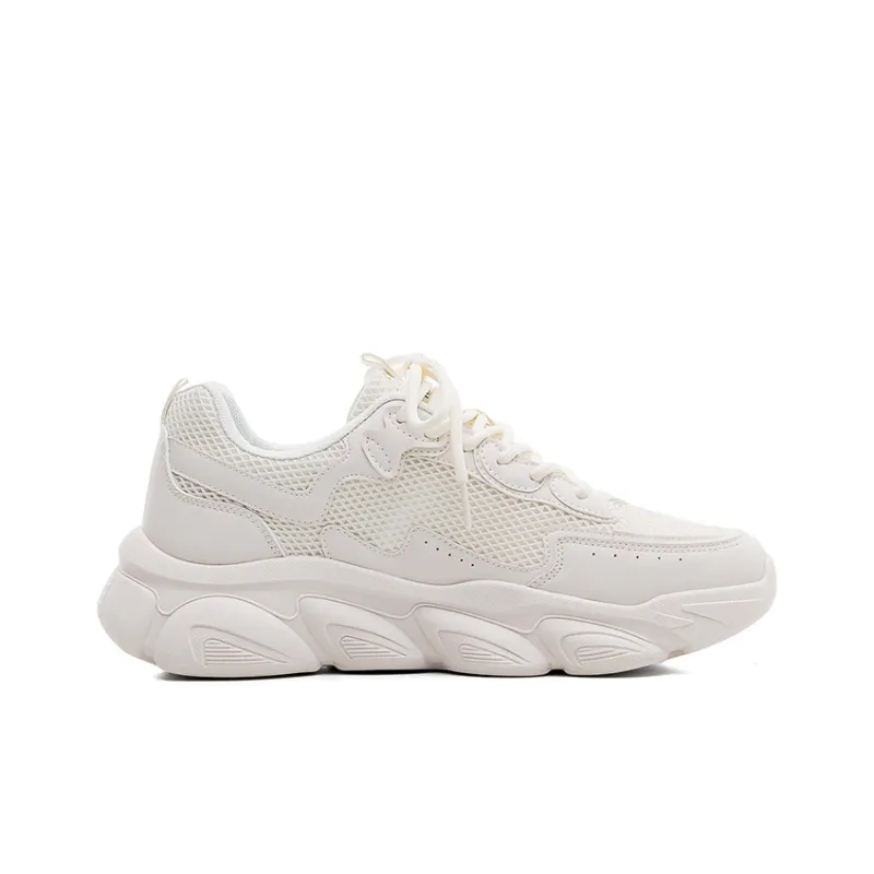 RENBEN Slip Resistant Low Top Chunky Sneakers Men's Beige-3