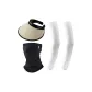 Black Face Masks+Beige Visor Cap+White Cooling Arm Sleeves