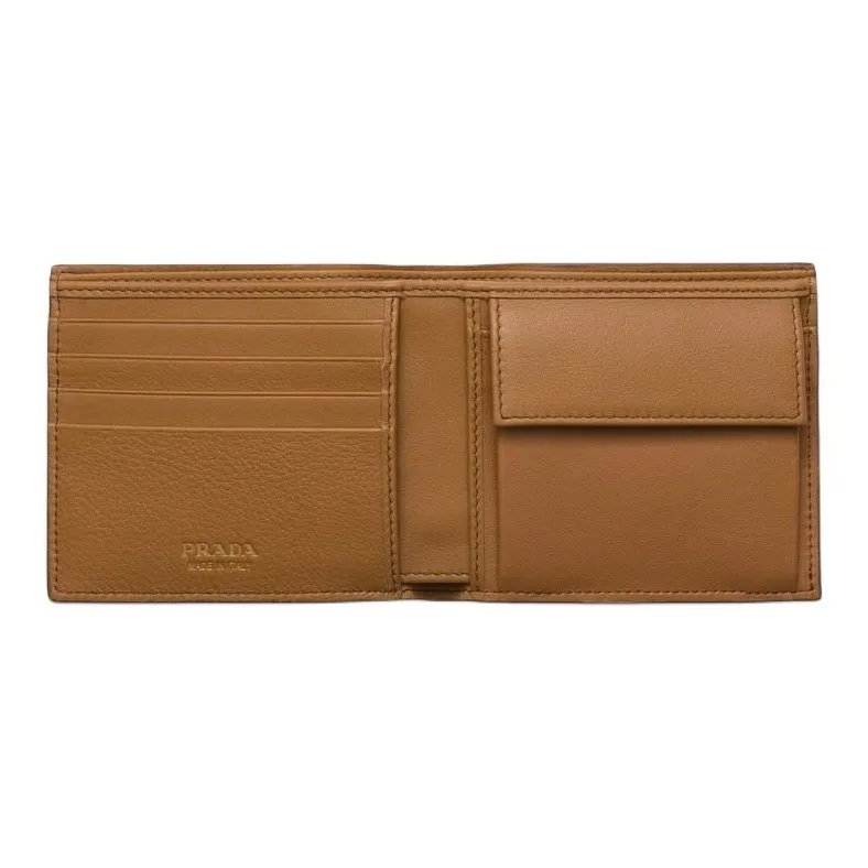 PRADA Leather Wallet Men's Brown-3