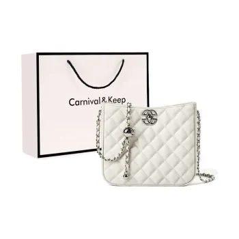 Carnival Keep Cow Leather Small Square Bag Crossbody Bags Shoulder Bags Regular Women's Ecru/Black