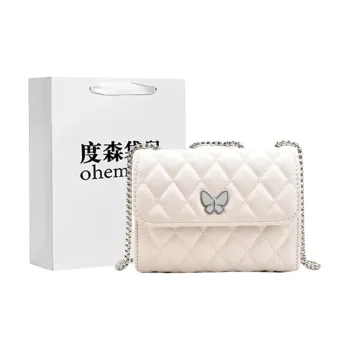 Dusen Kangaroo PU Shoulder Bag Regular Women's White/Black