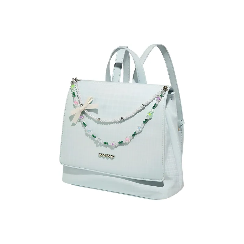 MINLUBAOLUO PU Backpack Women's Blue/Green-1