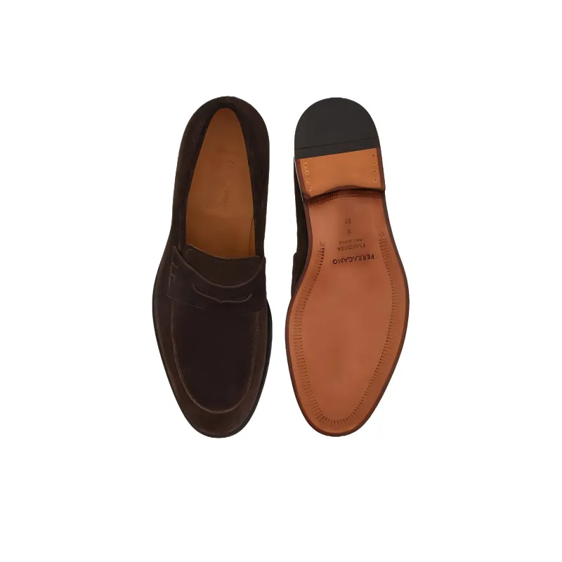 FERRAGAMO Tramezza Penny Loafers Men's Brown-4