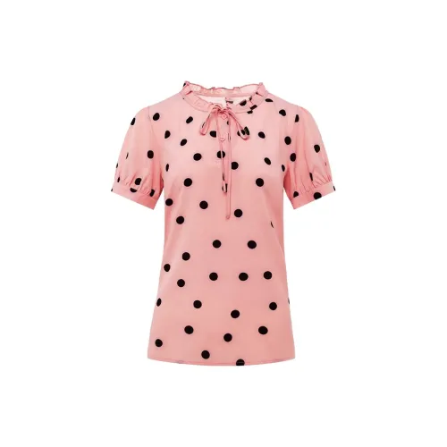 Mapping Shirts Women's Pink/Black Polka Dot