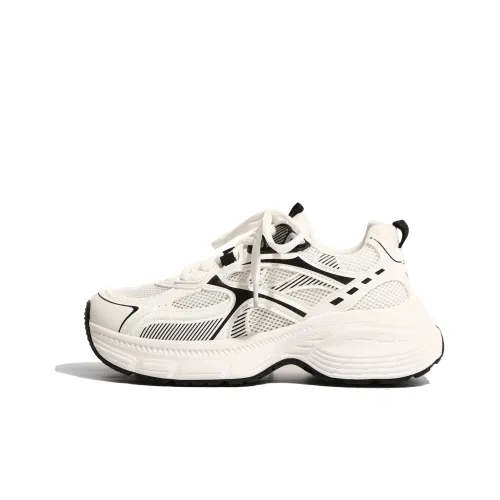 LXVB Slip-Resistant Breathable Low-Top Chunky Sneakers 5cm Women's