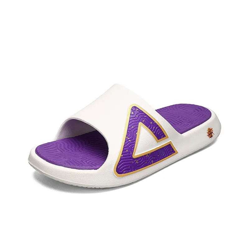 PEAK Tai Ji1.0 Slip Resistant Abrasion Resistant Slide Slippers Men's Ivory Purple-2